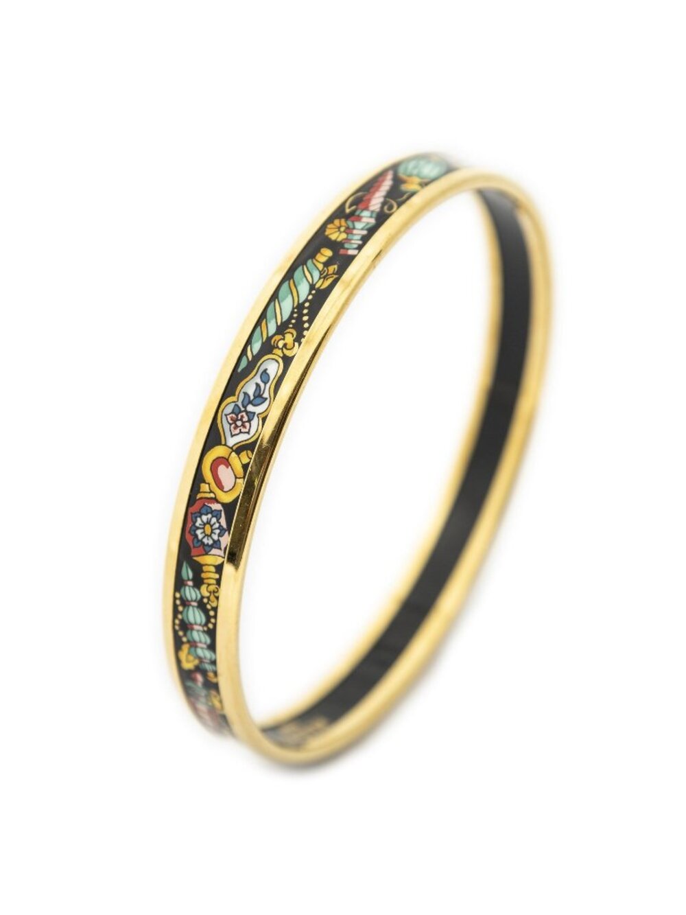 Hermes Enamel Bangle Black Green Jewels Motifa Bracelet